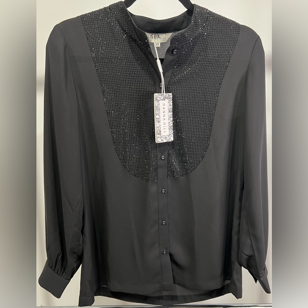 Ranna Gill Button Down Black Blouse Size Xs Retail $259